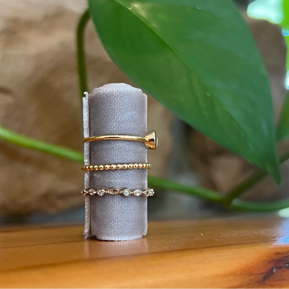 Set of 3 Brass Stacking Rings (Cubic Zirconia) - Picture 3 of 3